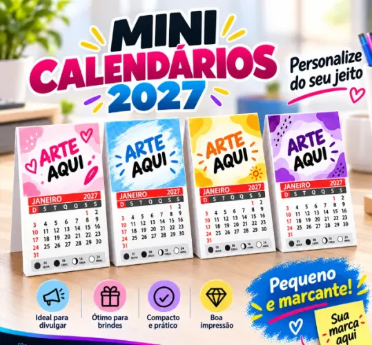 Mini calendario com ima de geladeira