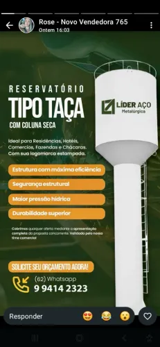Caixa de água Metálica Modelo Tulipa com Entrega e Instalação