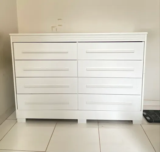 Cômoda Branca, 8 Gavetas, 140x95x38