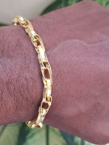 Pulseira de Moeda Antiga elo duplo 4mm