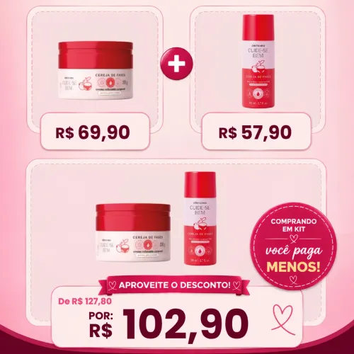 Kit Cuide-se Bem Cereja de Fases (óleo + creme relaxante)