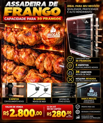 Assadeira de frango progas 30 frangos