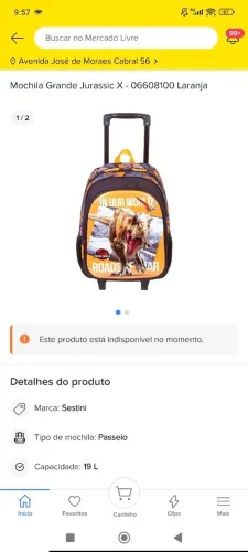 Mochila Grande Jurassic Word laranja 