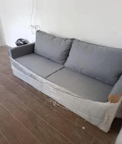 Sofá 3 Lugares Living NOVO (No Plástico) - Linho Cinza - 1,88m