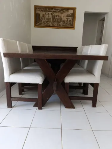 Mesa rústica maciça 6 cadeiras