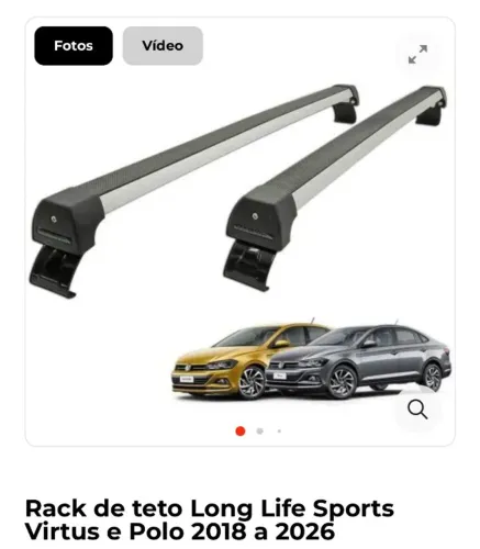 Rack de teto Long Life Sports Virtus e Polo 2018 a 2026
