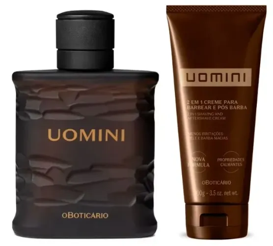 Uomini Desodorante Colônia 100ml +Creme Para Barbear e Pós Barba 2 em 1 Uomini 100g 