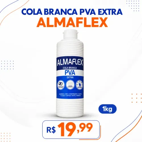 Cola Branca Pva Extra 1kg - Almaflex R$19,99