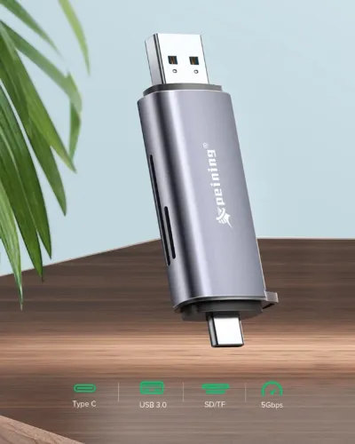 LEITOR CARTAO DE MEMORIA SD/MICRO SD USB 3.0/USB TIPO C PEINING - LOJA DADO DIGITAL