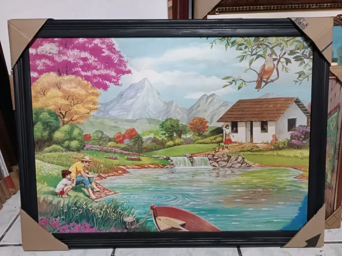 Quadro família na fazenda