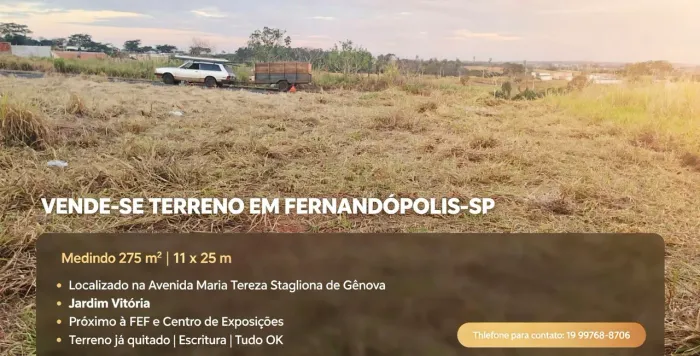 Vende se terreno em Fernandópolis-SP jardim vitória