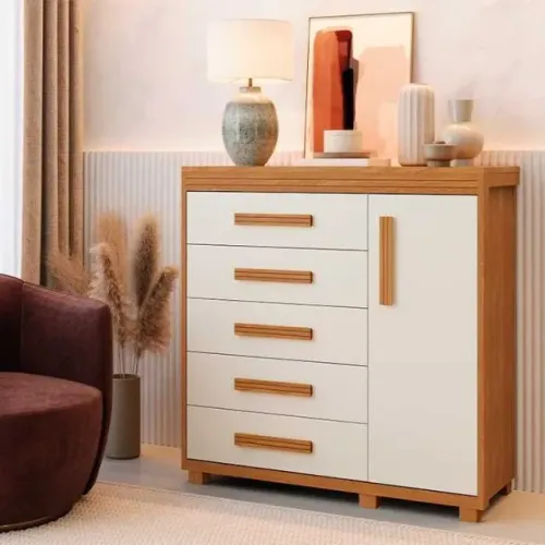 Cômoda Londres 100% MDF 1 Porta e 5 Gavetas - Barreto (ENTREGA IMEDIATA)