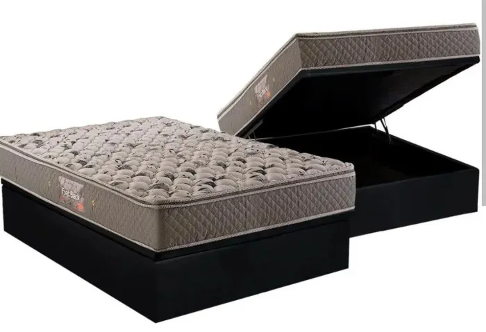 Cama box baú casal+colchão casal Black bielo D-45 ortopédico 