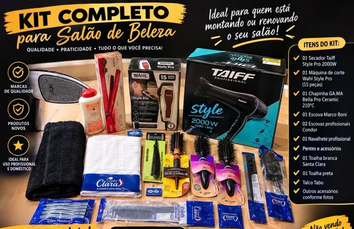 Secador , prancha e máquina de cortar cabelo