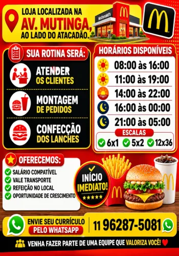 Atendente de restauranter sem experiência