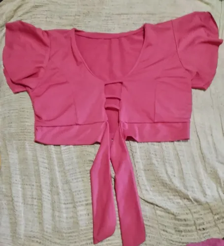 Croped Decotado Pink (Tamanho M)