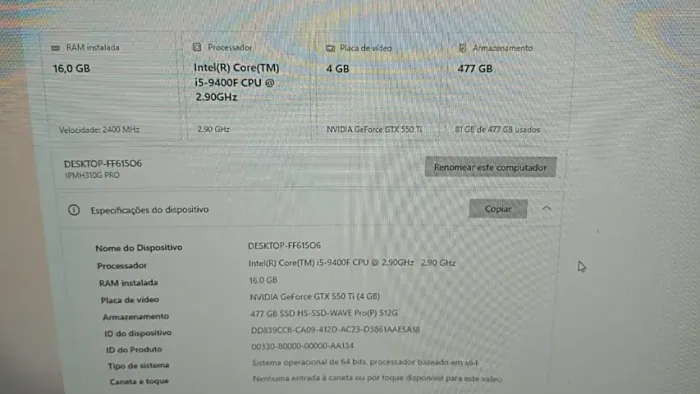 Computador Gammer Intel Core I59400F