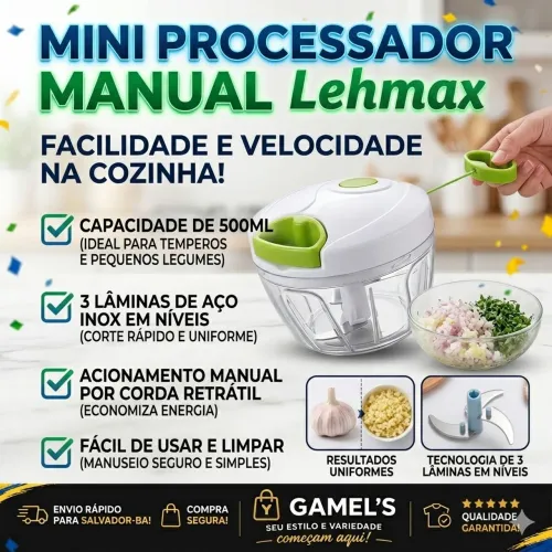 ? MINI PROCESSADOR MANUAL 500ML ?