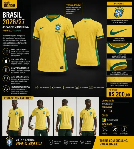 Camiseta Brasil versão Jogador