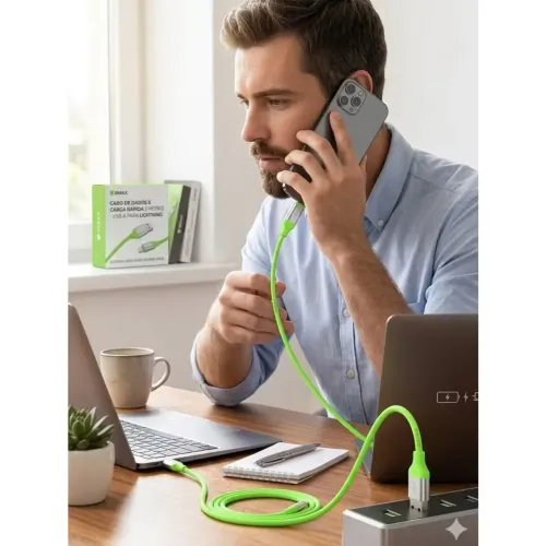 ? Cabo de Dados e Carga Rápida USB-A para Lightning BMAX (1 Metro)