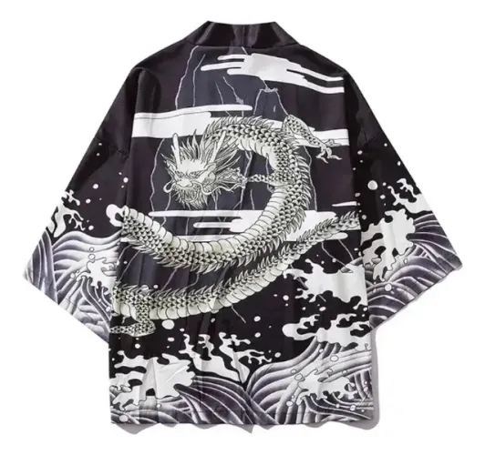 Jaqueta Haori Yukata, Jaqueta De Dragão, Quimono, Fantasia M