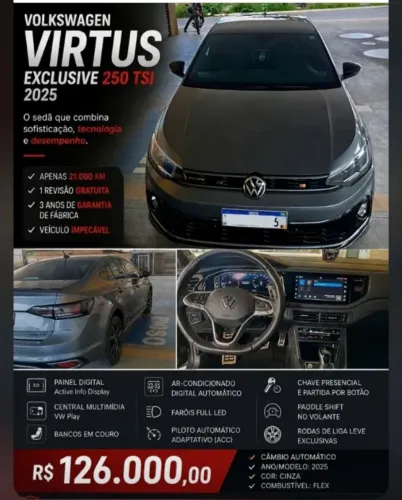 Volkswagen Virtus Exclusive 250tsi 1.4 Flex 16V AUT 2025