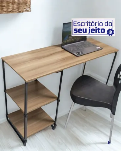 Mesa Multiuso com prateleira 1,1m NOVA Industrial para Computador Notebook de Escritório