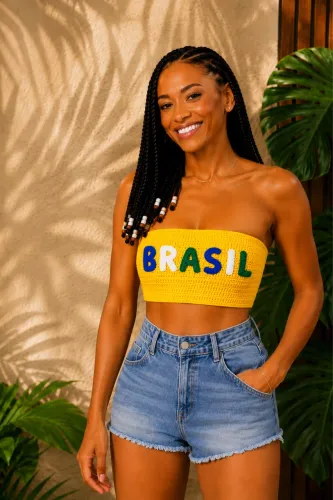 Top faixa crochê Brasil - coleção copa
