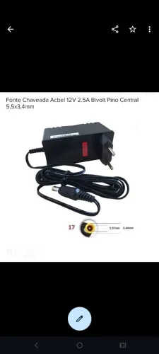 Fonte Chaveada Acbel 12V 2.5A Bivolt Pino Central 5,5x3,4mm