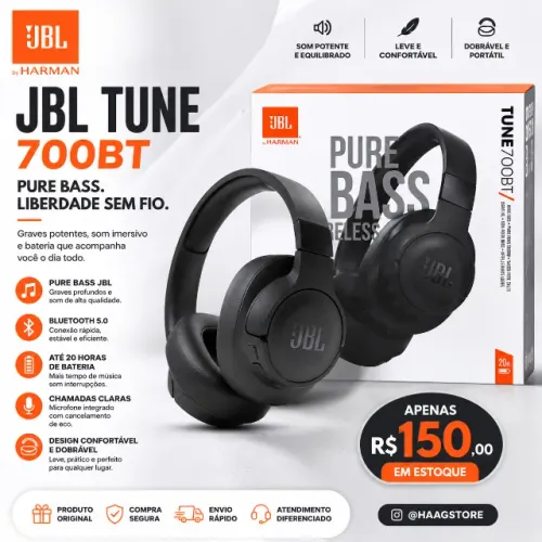 JBL Tune 700BT Pure Bass Bluetooth | Até 27h Bateria | Graves Poderosos | 