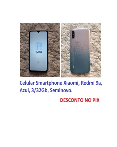 Celular Smartphone Xiaomi, Redmi 9a, Azul Claro, 3/32Gb, Seminovo.