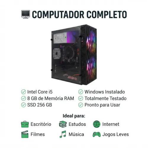 Computador Completo i5 3470 + 8GB + SSD 240GB + Teclado e Mouse Novo