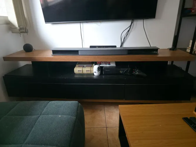 Rack TV 1.8m madeira e preto