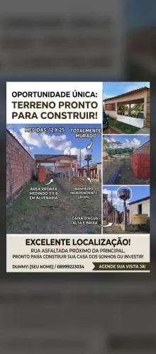 Vendo terreno murado com área e banheiro