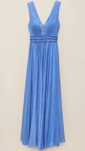 Vestido longo de festa Azul Serenity com brilho