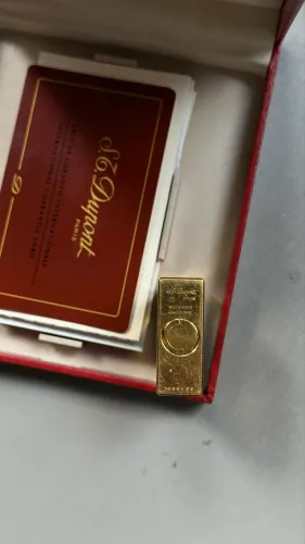 Isqueiro S.T. Dupont Original - Laca Azul & Dourado - França - Completo