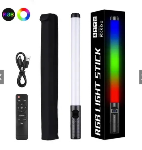 Bastão De Led Fotografia Colorido Rbg Light Stick Portatil Com Controle Tripe 2 Metros opc