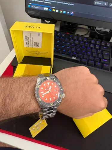 Invicta Mostrador masculino verde luminoso de aço inoxidável de 46 mm, quartzo VJ42