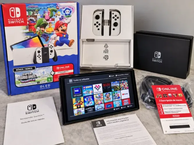 SWITCH OLED NOVO DESBLOQUEADO - 64+64GB