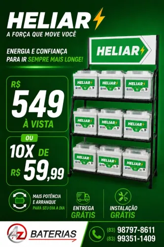 Bateria Heliar 60 ampres - 2 anos de garantia - Original de montadora