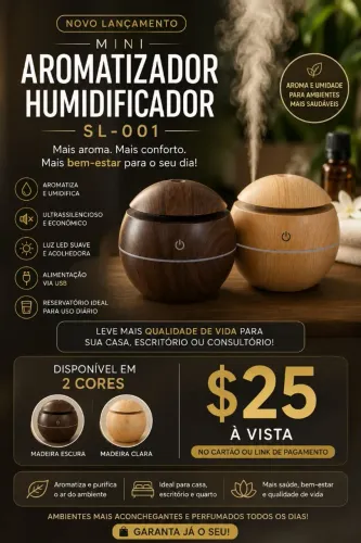 Mini aromatizador, Difusor, Humidificador de ar