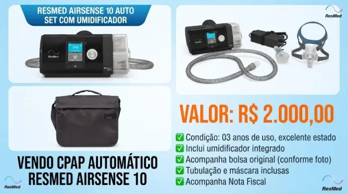 CPAP ResMed AirSense 10 AutoSet com Umidificador