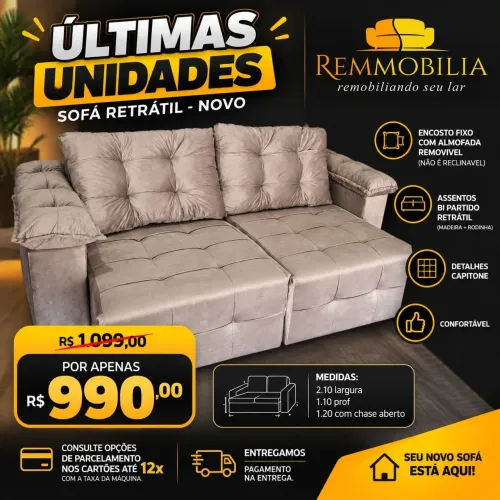 SOFÁ RETRÁTIL NOVO / ENTREGAMOS