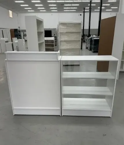 BALCÃO CAIXA + BALCÃO VITRINE EXPOSITOR - 100% MDF
