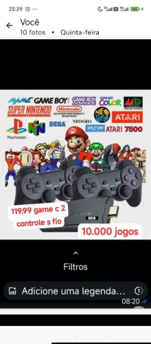 Game c 10.000 jogos e 2 controles sem fio