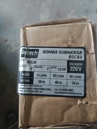 Vendo uma bomba submersa Modelo BSCA3 de 1/2 HP tubo de 75mm