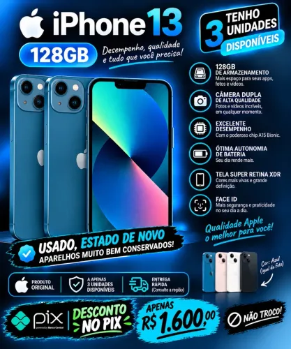 iPhone 13 128GB Usado, estado de novo!