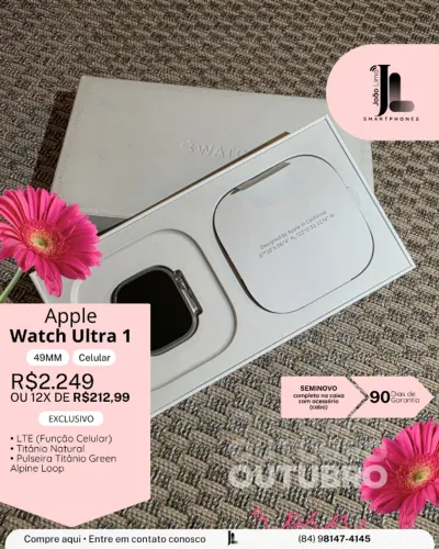 APPLE WATCH ULTRA 1, 49MM, CELULAR, SEMINOVO NA CAIXA, EXCLUSIVO!