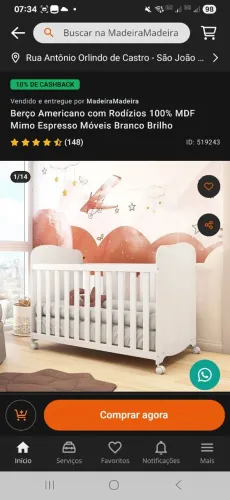 Berço 3 níveis semi novo