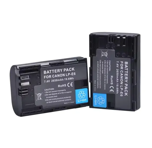 2 Baterias Lp-E6 + Carregador Duplo Digital EOS 6D 7D MKII 5D Mkvi 5Ds 90D 80D60D R5 R6 R7